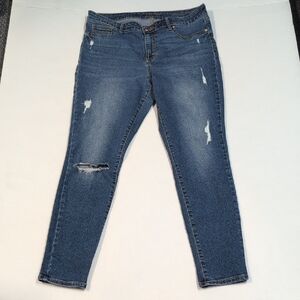 Jennifer Lopez Super Skinny Women's Blue Distressed Jeans Size 14